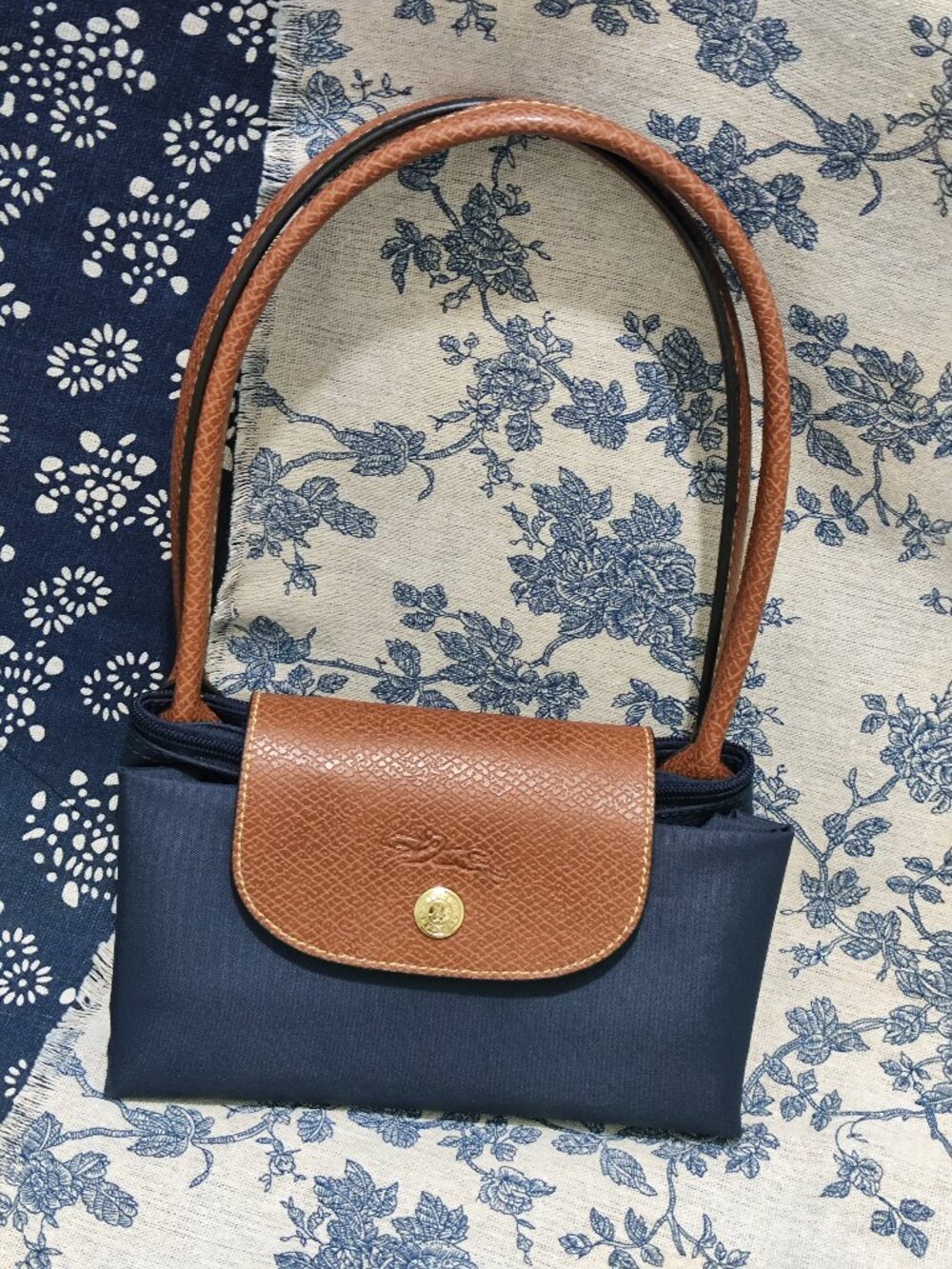Longchamp Navy Blue Folding Handbag